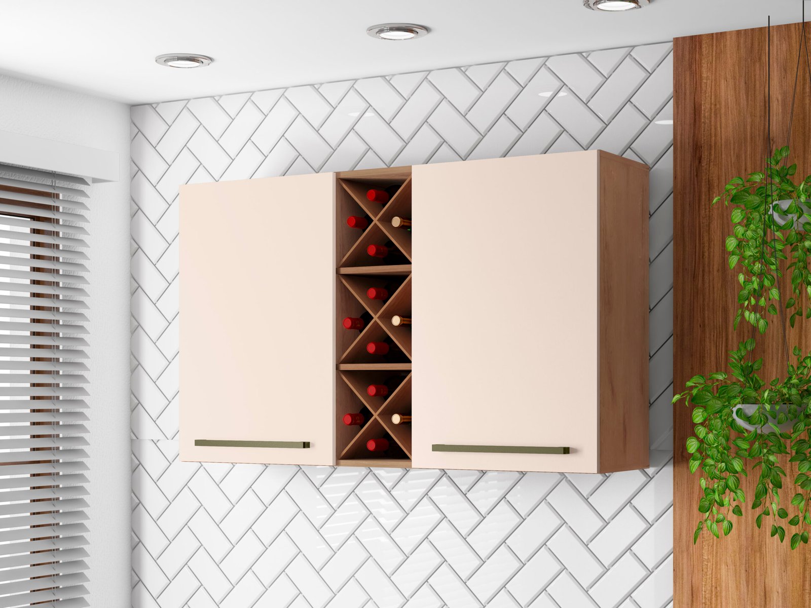 Mueble aéreo con botellero Natura off white