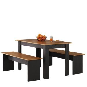 Mesa con banquetas Negro catedral
